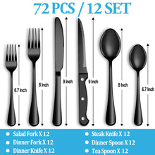 Load image into Gallery viewer, 24 Pcs Silverware Set with Steak Knives Service for 4,Stainless Steel Flatware Set,Mirror Polished Cutlery Utensil Set,Home Kitchen Eating Tableware Set,Include Fork Knife Spoon Set,Dishwasher Safe
