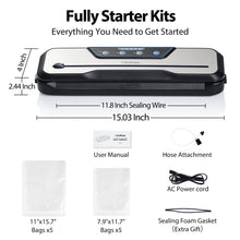Load image into Gallery viewer, Vacuum Sealer Machine, with Starter Kit and 2-Year Warranty, Beelicious Automatic Air Sealing for Food Storage, Build-in Cutter, Moist Mode, EXT-VAC