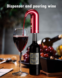 Electric Wine Decanter with One-Touch Pouring, Wine Aerator with Triple Aeration Functions, Red Light Indicator, and Magnetic Wake-Up - Perfect Wine Accessories Gift for Wine Lovers