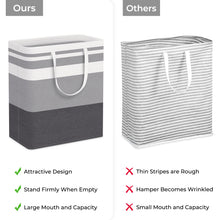 Load image into Gallery viewer, HomeHacks 2 Pack Large Laundry Baskets, Waterproof, Freestanding Laundry Hampers, Collapsible Clothes Hamper with Reinforced Handles in Laundry Room, College Dorm, Bathroom, Bedroom (Grey, 75Lx2)