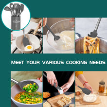 Load image into Gallery viewer, Silicone Cooking Utensil Set, Umite Chef 15pcs Silicone Cooking Kitchen Utensils Set, Non-stick - Best Kitchen Cookware with Stainless Steel Handle - Black