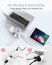 Load image into Gallery viewer, Tower Power Strip with 6 Feet Extension Cord, 8 Outlets 3 USB Chargers, 1700 Joules Surge Protection, Extension Cord with Multiple Outlets, 1875W, Office Supplies, Dorm Essentials, Charging Station