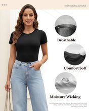 Load image into Gallery viewer, TNNZEET Body Suits for Womens - Short Sleeve Round Neck Outfits T Shirts | Tummy Control Bodysuits Blouse, Outfits Leotards for women, Compression Tops, Business Casual 2026