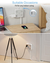 Load image into Gallery viewer, Surge Protector Flat Extension Cord Flat Plug Power Strip, 8 AC Outlets, 3 USB Charger(1 USB C Port) 3-Sided Outlet Extender, 5 Ft, 900 Joules Protection, Office Supplies, Dorm Room Essentials, Grey