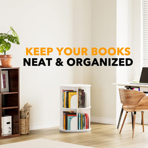 SpaceAid 4 Tier Rotating Bookshelf Tower, Spinning Bookcase Lazy Susan, Revolving 360 Book Shelf Storage Round Carousel, Vertical Rotate Turning Spiral Corner Organizer, White