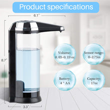 Load image into Gallery viewer, Secura 17oz Automatic Liquid Soap Dispenser, Touchless Battery Operated Hand Soap Dispenser with Adjustable Soap Dispensing Volume Control Dial, Personal Care Dispenser for Household Use (Chrome)