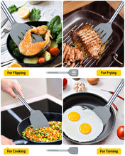 Load image into Gallery viewer, Pack of 2 Silicone Solid Turner, Non Stick Slotted Kitchen Spatulas, High Heat Resistant BPA Free Cooking Utensils, Ideal Cookware for Fish, Eggs, Pancakes(Black)