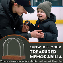 Load image into Gallery viewer, upDec Jersey Frame Display Case, Large Clear Acrylic Shadow Box with UV Protection for Basketball Baseball Football Soccer Hockey Shirts, Hockey Puck Display Case Acrylic Clear Holder with Wood Base