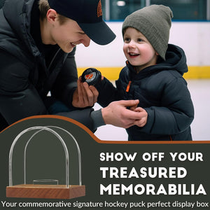 upDec Jersey Frame Display Case, Large Clear Acrylic Shadow Box with UV Protection for Basketball Baseball Football Soccer Hockey Shirts, Hockey Puck Display Case Acrylic Clear Holder with Wood Base