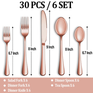 MUTNITT 30 Pcs Silverware Set Service for 6,Premium Stainless Steel Flatware Set,Mirror Polished Cutlery Utensil Sets,Durable Kitchen Eating Tableware Sets,Include Fork Knife Spoon,Dishwasher Safe
