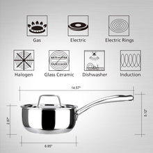 Load image into Gallery viewer, Duxtop Whole-Clad Tri-Ply Stainless Steel Saucepan with Lid, 3 Quart, Kitchen Induction Cookware