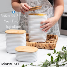 Load image into Gallery viewer, Mixpresso 3 Pcs Olive Green Canisters Sets For The Kitchen, Airtight Plastic Canister With Bamboo Lid, Coffee And Sugar Canister Set, Decorative Sugar Container, Kitchen Decor For Counter