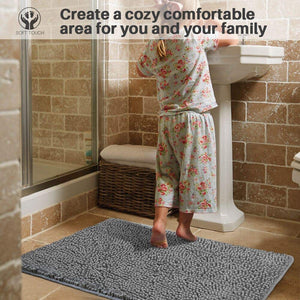 Secura Bathroom Rugs, 47 x 28 Inches, Extra Soft & Thick, Absorbent Water Bath Mat, Machine Washable Non-Slip Bath Mats for Bathroom, Shower, and Tub, Home Decor Accessories (Gray)