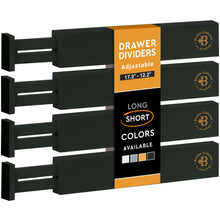 Load image into Gallery viewer, 4 Pack Drawer Dividers Bamboo 2.6&quot; High, 16-22&quot; Adjustable Drawer Organizers for Clothes, Expandable Dresser Separators in Bedroom/Bathroom/Kitchen/Office Organization and Storage (Natural)