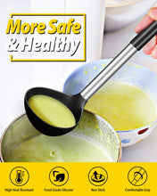 Load image into Gallery viewer, Pack of 2 Ladle Spoon,Silicone Large Spoon for Soup,Non Stick Kitchen Utensils with High Heat Resistant,BPA Free Perfect Kitchen Tools for Cooking, Stirring,Serving Soups (GREY-BLUE)
