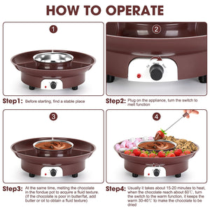 10oz MINI Electric Chocolate Melting Pot, Melting Fondue Set with 6PCS Forks, Cute Chocolate Fondue Fountain, Warmer Machine for Milk Chocolate, Cheese, Butter, Candy (Black)