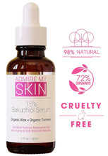 Load image into Gallery viewer, Admire My Skin Bakuchiol Serum Natural Retinol Serum Alternative for Face – Anti Blemish Anti Aging Facial Serum Contains Organic Aloe + Turmeric 1oz