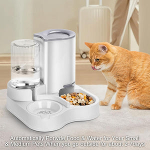 2 in 1 Pet Feeder and Water Dispenser, Automatic Cat Food and Water Dispenser, Gravity Pet Feeder for Small Medium Dog Puppy Cat Kitten