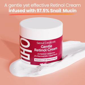 SeoulCeuticals Korean Retinol Night Serum + Retinol Night Cream for Face + 97.5% Snail Mucin for Sensitive Skin