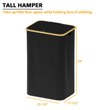 Load image into Gallery viewer, SpaceAid Laundry Hamper with Lid, 110L Large Tall Clothes Basket Bin with Bamboo Handles, Collapsible Laundry Hamper for Bedroom, Bathroom, Dorm, Laundry Room - Black
