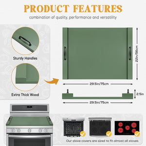 Noodle Board Stove Cover with Handles for Electric, Gas Stove Top (Acacia Wood)