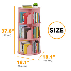 SpaceAid 4 Tier Rotating Bookshelf Tower, Spinning Bookcase Lazy Susan, Revolving 360 Book Shelf Storage Round Carousel, Vertical Rotate Turning Spiral Corner Organizer, White