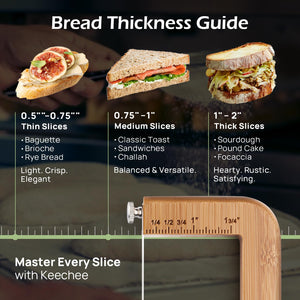 Adjustable Bread Slicer for Homemade Bread – Sourdough Bread Knife with Thickness Guide & Serrated Stainless Blade, Manual Bow Cutter for Bagels and Baguettes, Gift for Baker, Ambidextrous Use