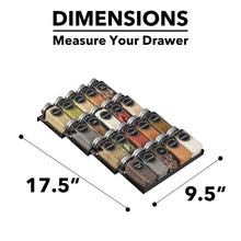 Load image into Gallery viewer, SpaceAid Spice Drawer Organizer with 28 Spice Jars, 386 Spice Labels, 4 Tier Seasoning Rack Tray Insert for Kitchen Drawers, 13&quot; Wide x 17.5&quot; Deep