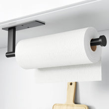 Load image into Gallery viewer, Paper Towel Holder Under Cabinet - Stainless Steel Paper Towel Holder Wall Mount, Self-Adhesive or Drilling, Matte Black Towel Rack for Kitchen Organization and Storage, Kitchen Paper Roll Holder