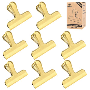 Pack of 8 Bag Clips, Stainless Steel and Heavy Duty Metal Bag Clip,Tightly Seals Chip, Coffee, Bread or Cereal Bags to Keep Food Fresh, for Home, Kitchen, Office, Pantry, Camping (Rainbow)