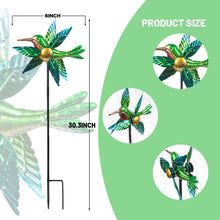 Load image into Gallery viewer, WONDER GARDEN Wind Spinners Outdoor - 2 Pack Small Metal Hummingbird Green Wind Spinner Windmill, Wind Sculpture for Yard Patio Lawn Decor