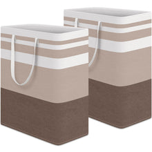 Load image into Gallery viewer, HomeHacks 2 Pack Large Laundry Baskets, Waterproof, Freestanding Laundry Hampers, Collapsible Clothes Hamper with Reinforced Handles in Laundry Room, College Dorm, Bathroom, Bedroom (Grey, 75Lx2)