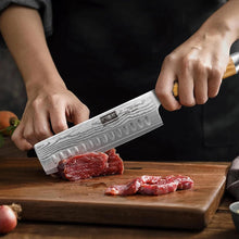 Load image into Gallery viewer, Damascus Nakiri Knife 6.5 Inch, Super Sharp Damascus VG-10 Japanese Kitchen Knife, Cleaver and Vegetable Knife with Ergonomic Olive Wood Handle