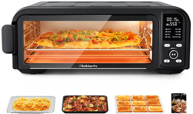 19QT Digital 8-in-1 Air Fryer Toaster Oven, 550°F Flavor-Lock Tech, Flip Up & Away Capability, 40+ Recipes, Airfryer Countertop Oven Combo, 4 Accessories, Fit 13