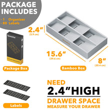 Load image into Gallery viewer, SpaceAid Bamboo Silverware Drawer Organizer with Labels, Kitchen Utensil Tray Holder Organizer for Flatware, Cutlery, Spoon and Knives Drawer Storage Organization (Natural, 6 Slots)