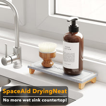 Load image into Gallery viewer, SpaceAid DryingNeat Sink Organizer, Instant Dry Sink Caddy Organizers, Kitchen Sponge Soap Holder Dispenser, Countertop Fast Drying Rack (Bamboo Feet, Gray)