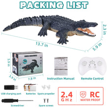 Load image into Gallery viewer, Outamateur RC Crocodile Boat,2.4GHz Alligator with Glowing Eyes,RC High Simulation Crocodile RC Boat Lake &amp; Pool Toy,USB Rechargeable Waterproof Floating Alligator Toy for Kids Aged 6+