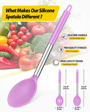 Load image into Gallery viewer, Pack of 2 Large Silicone Cooking Spoons,Non Stick Solid Basting Spoon,Heat-Resistant Kitchen Utensils for Mixing,Serving,Draining,Stirring (BLACK)