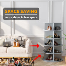 Load image into Gallery viewer, SpaceAid 7 Tier Rotating Shoe Rack Tower, Spinning Shoe Display Lazy Susan, Revolving 360 Shoe Rack Storage Round Carousel, Vertical Handbag Rotate Shoes Closet Organization (7-Tier White)