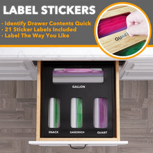 Load image into Gallery viewer, SpaceAid Bag Storage Organizer for Kitchen Drawer, Bamboo Organizer, Compatible with Gallon, Quart, Sandwich and Snack Variety Size Bag (1 Box 4 Slots)