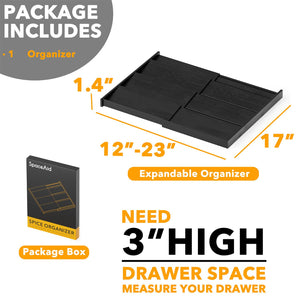 SpaceAid Bamboo Spice Drawer Organizer, (Need 3" Deep Drawer) Expandable 4 Tier Spices Rack for Cabinet, Kitchen Seasoning Storage Insert (Jars Not Included, From 12" to 23" Wide)