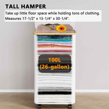 Load image into Gallery viewer, SpaceAid Laundry Hamper with Lid, 110L Large Tall Clothes Basket Bin with Bamboo Handles, Collapsible Laundry Hamper for Bedroom, Bathroom, Dorm, Laundry Room - Black