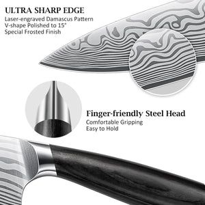 16-Piece Knife Set with Block, Ultra Sharp High Carbon Powder Steel Knife Block Set, Chef Knife Set Professional Kitchen Knives Set with Sharpener and Pakkawood Handle