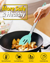 Load image into Gallery viewer, Pack of 2 Large Silicone Cooking Spoons,Non Stick Solid Basting Spoon,Heat-Resistant Kitchen Utensils for Mixing,Serving,Draining,Stirring (BLACK)