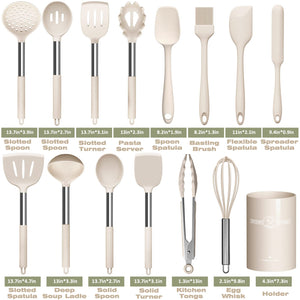 Silicone Cooking Utensil Set, Umite Chef 15pcs Silicone Cooking Kitchen Utensils Set, Non-stick - Best Kitchen Cookware with Stainless Steel Handle - Black