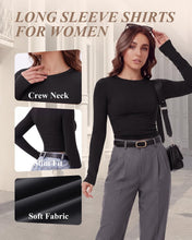 Load image into Gallery viewer, TNNZEET 3 Pack Womens Long Sleeve Shirts Crewneck Basic Fitted Tees Y2K Top | Tight Workout Tops, Slim Fit Plain Tees, Underscrub Casual Shirts women, Going Out Fall Fashion Clothes, Soft Gym Clothing