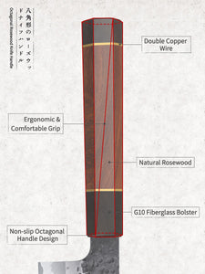 9 Inch Kiritsuke Chef Knife, Japanese Hand Forged 9 Layers 10Cr15CoMoV High Carbon Steel Kitchen Knife, Professional Chef's Knife with Ergonomic Rosewood Handle