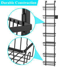 Load image into Gallery viewer, Over The Door Pantry Organizer, 7-Tier Metal Pantry Organization and Storage for Kitchen with Adjustable Shelves, Hanging Spice Seasoning Rack, Black