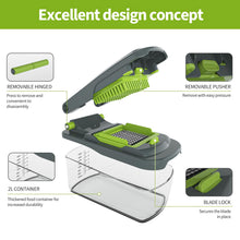 Load image into Gallery viewer, Vegetable Chopper With Container, Multifunctional Food Chopper Onion &amp; Vegetable Cutter Dicer With 8 Blades, Carrot &amp; Veggie Slicer 2 Blades