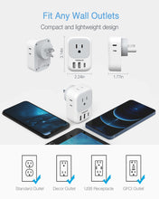 Load image into Gallery viewer, USB Wall Charger, Wall Plug Adapter Outlet Extender, TESSAN 3 Charger Block (1 USB C Port), Multi Charging Station for Cruise, Bathroom, Office, Dorm Essentials
